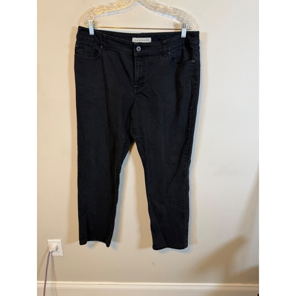 Chico's Women Denim Jeans Platinum Straight Leg Black Size 2.5 Short